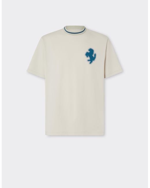 Camiseta De Algodón Con El Cavallino Rampante En Relieve Ferrari de hombre de color White