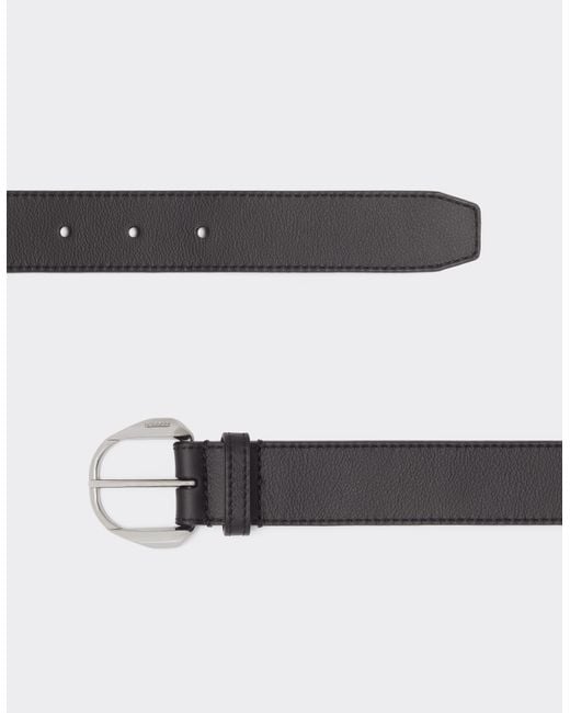 Ferrari Gray Leather Belt With Prancing Horse Detail