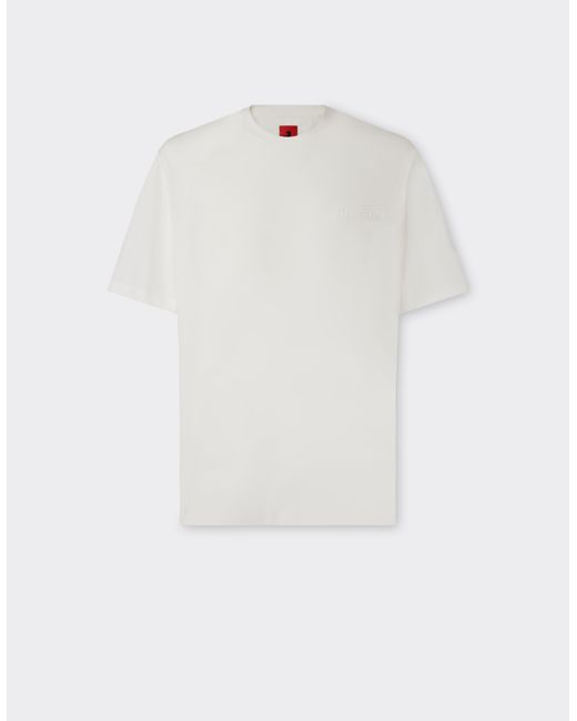 Ferrari White Cotton T-Shirt With Logo for men
