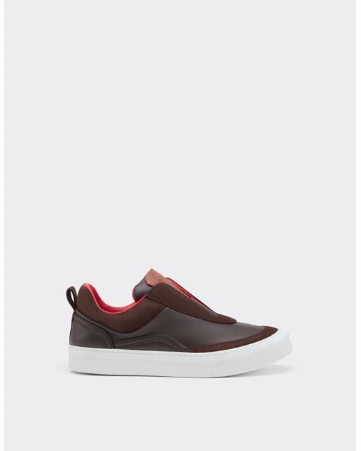 Ferrari White Nappa Leather And Suede Slip-On Sneaker for men