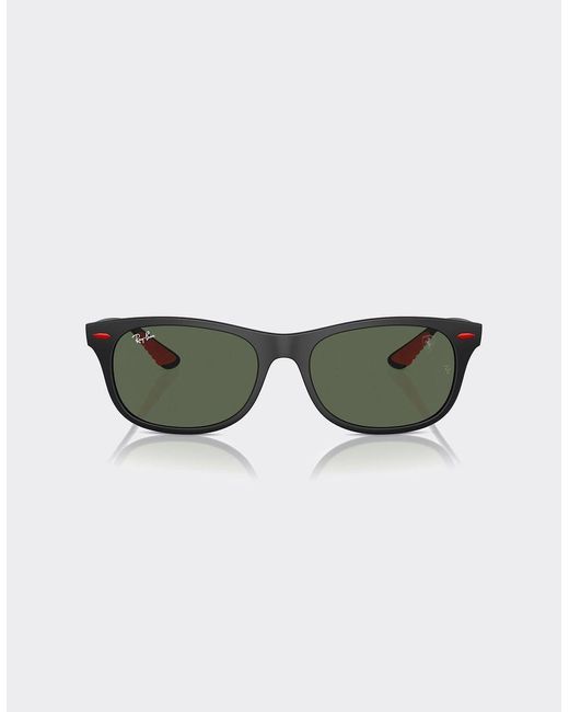 Ferrari Ray-ban For Scuderia 0rb4607m Black Sunglasses With Dark Green Lenses