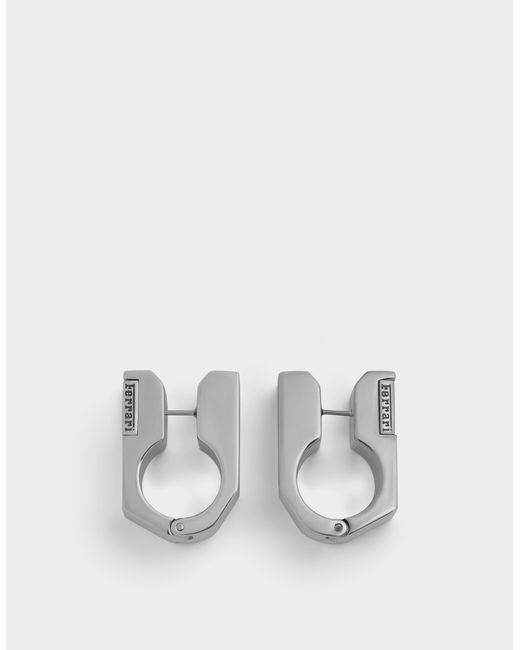 Ferrari White Textured Metal Earrings