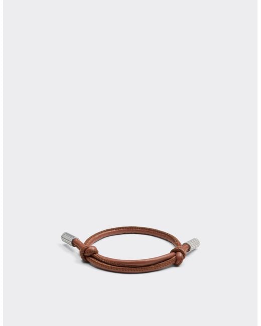 Ferrari White Tubular Leather Bracelet With Engraved Prancing Horse