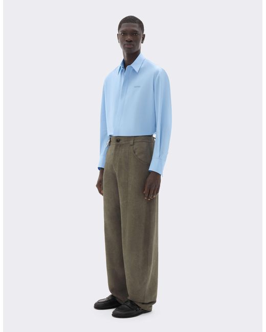 Ferrari Blue Cotton Poplin Shirt With Embroidery for men