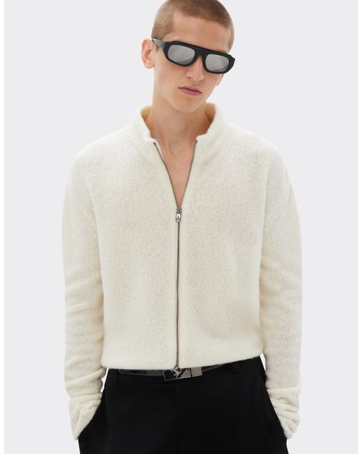 Ferrari White Cashmere And Merino Wool Zipped Cardigan for men