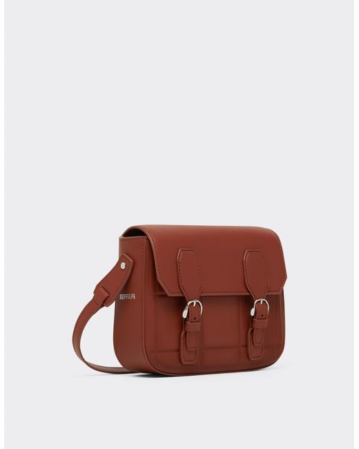 Ferrari Brown Leather Messenger Bag for men