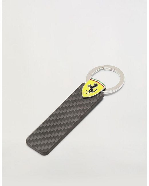 Ferrari Black Carbon Fiber Keychain With Shield