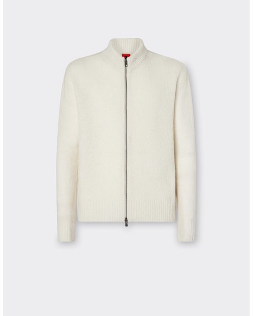 Ferrari White Cashmere And Merino Wool Zipped Cardigan for men