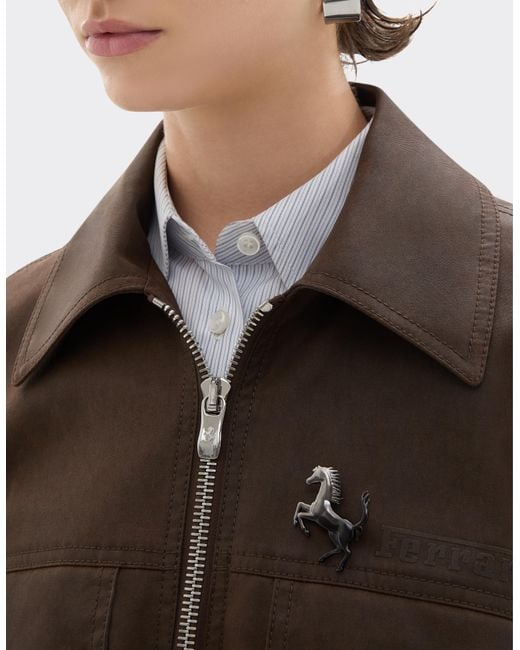 Ferrari White Brooch With Prancing Horse