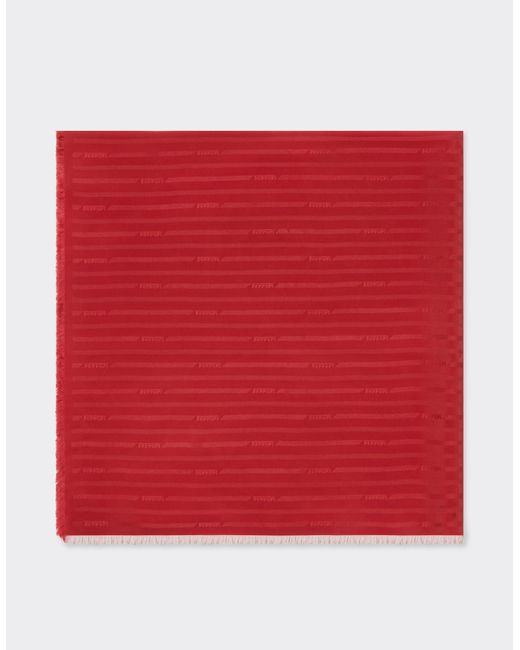 Ferrari Red Silk Scarf With Micro Logo