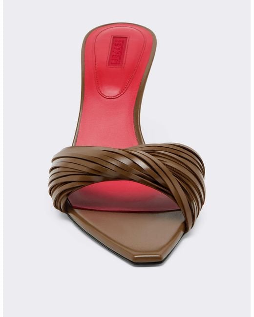 Ferrari Multicolor Leather Mules With Carved Fringes