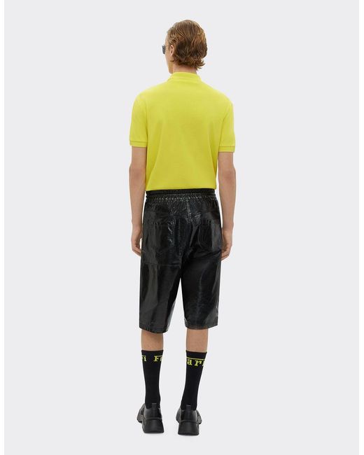 Ferrari Yellow Short-sleeve Cotton Polo Shirt With Logo for men