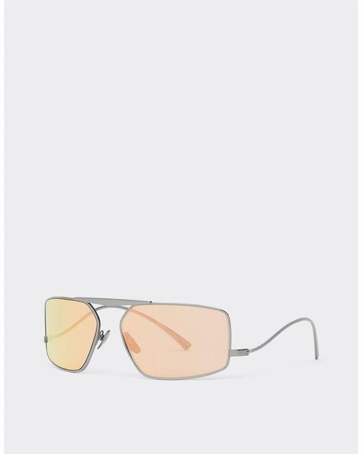 Ferrari Natural Metal Sunglasses With Orange Mirrored Silver Lenses