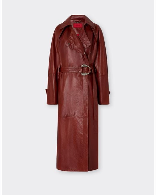 Ferrari Red Waxed Leather Coat