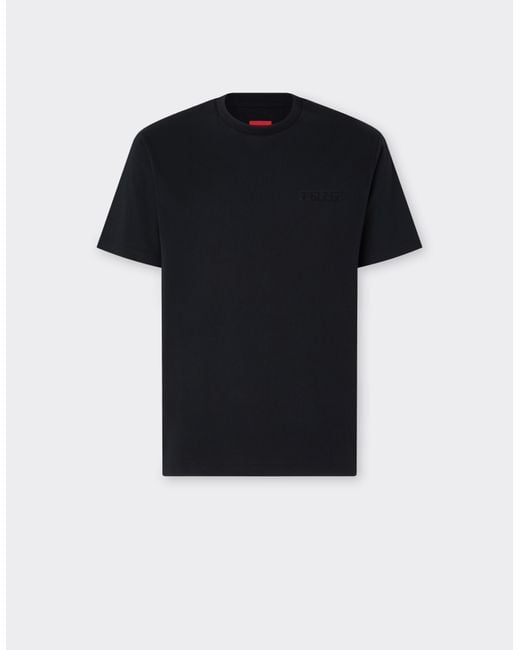 Ferrari Black Cotton T-Shirt With Logo for men