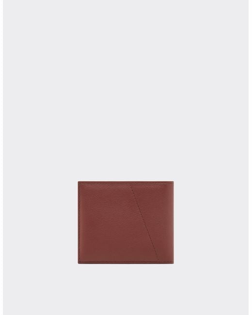 Ferrari Purple Leather Wallet With Diagonal Stitching for men