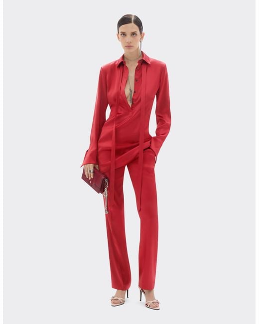 Ferrari Red Stretch Satin Trousers