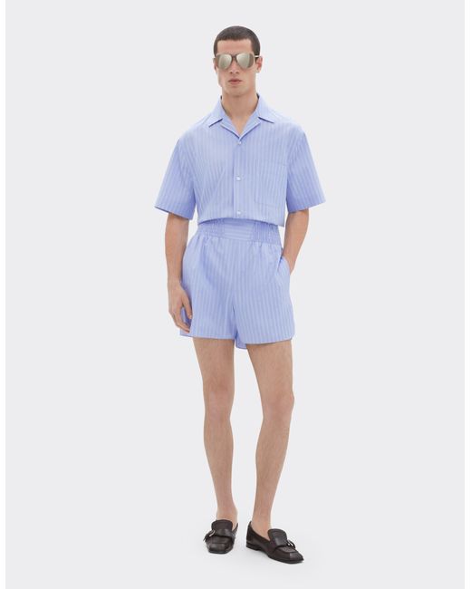 Ferrari Blue Cotton Shirt With Monogram Pattern for men