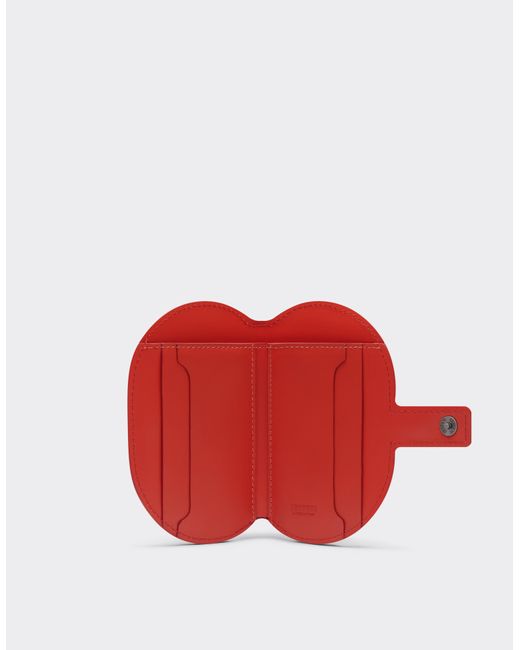 Porte-Cartes Pliant En Cuir Brossé Brillant Ferrari en coloris Red