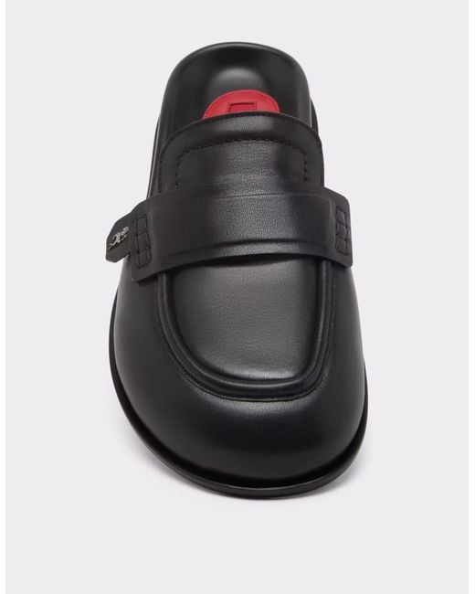 Ferrari White Leather Clog With Prancing Horse for men