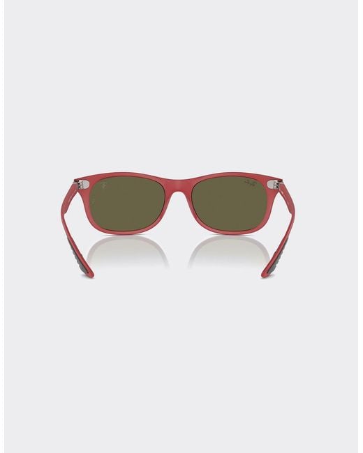 Ferrari Ray-ban For Scuderia Sunglasses 0rb4607m Matte Red With Silver Mirrored Green Lenses