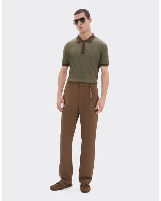 Ferrari Green Linen, Cashmere, And Silk Polo Shirt for men