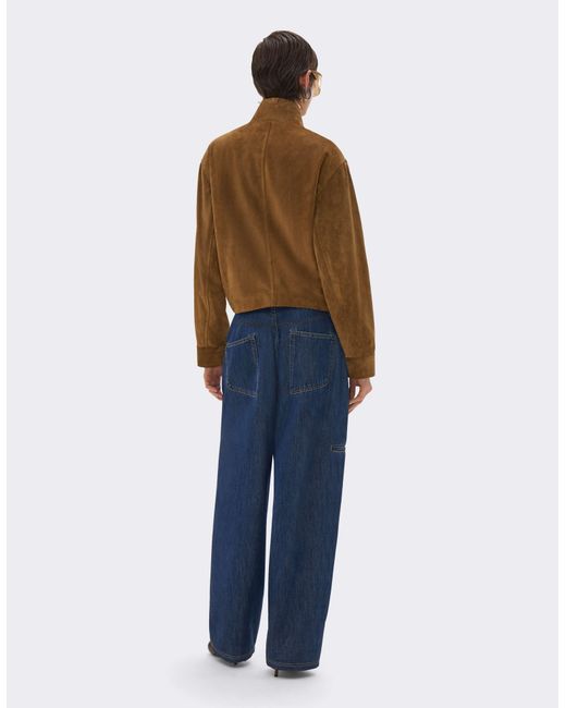 Ferrari Blue Suede Blouson With Oversized Shoulders