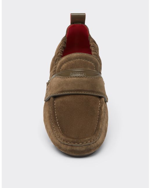 Ferrari White Suede Leather Driver Shoes for men