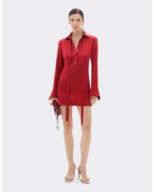 Ferrari Red Stretch Satin Mini Dress