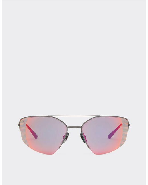 Ferrari Purple Sunglasses In Black Titanium With Red Mirrored Lenses for men