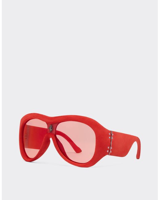 Ferrari Limited Edition Leather Covered Sunglasses With Mirror Lens