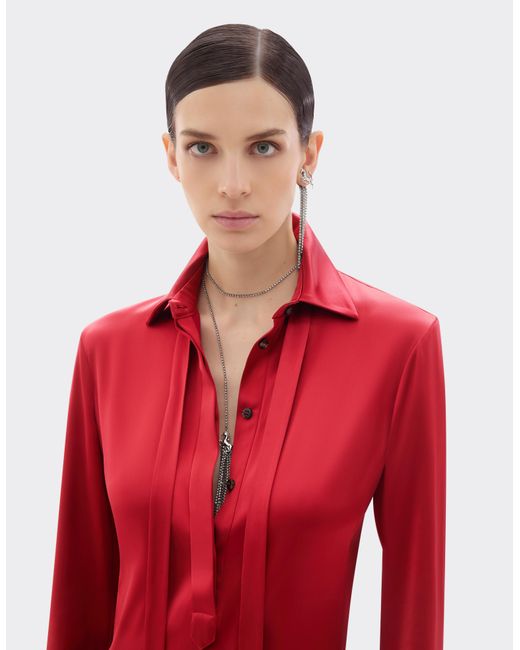 Ferrari Red Stretch Satin Mini Dress
