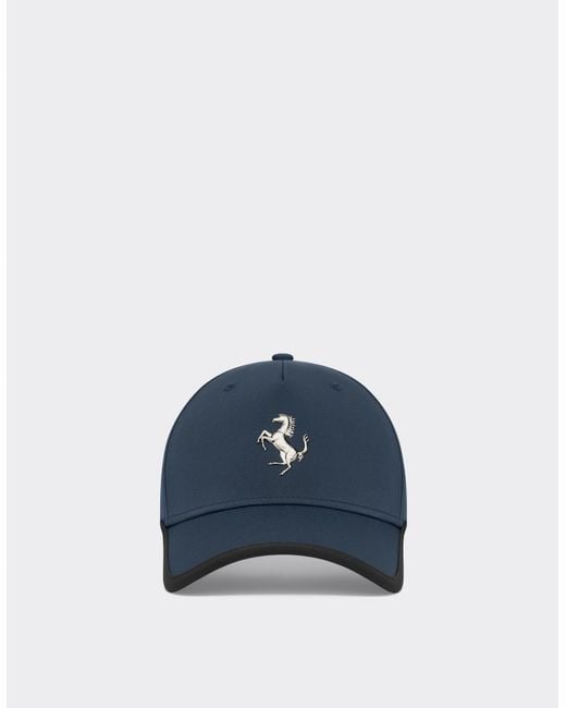 Ferrari Blue Baseball Cap With Metal Prancing Horse