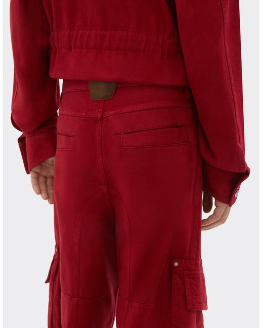 Ferrari Red Denim Cargo Pants for men