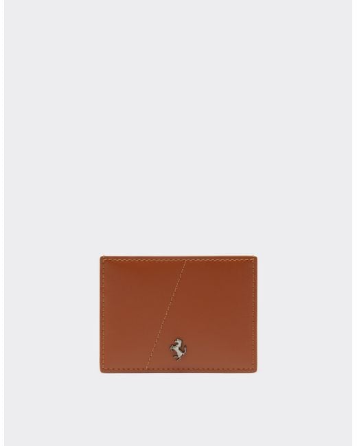 Ferrari Brown Smooth Leather Card Holder