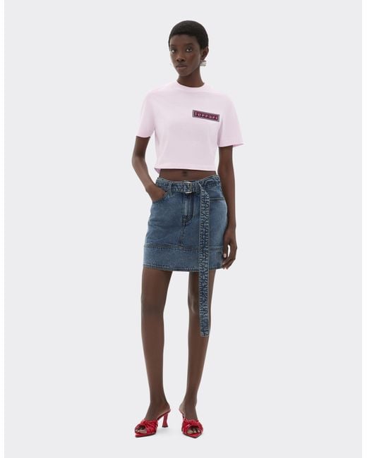 Ferrari Pink Cropped T-Shirt With Patch