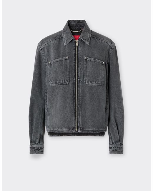 Ferrari Gray Dark Marbled Denim Jacket