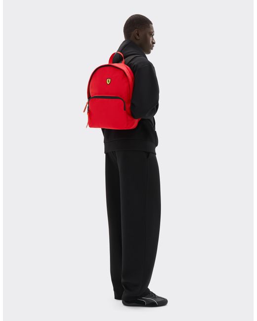 Ferrari Red Technical Fabric Backpack With Scudetto