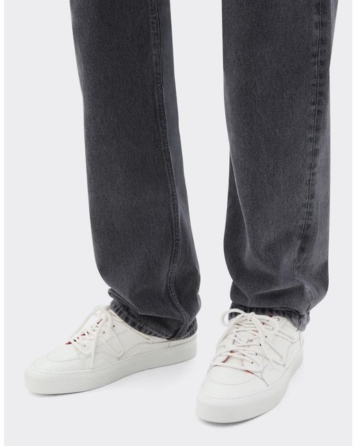 Ferrari White Leather Trainers for men