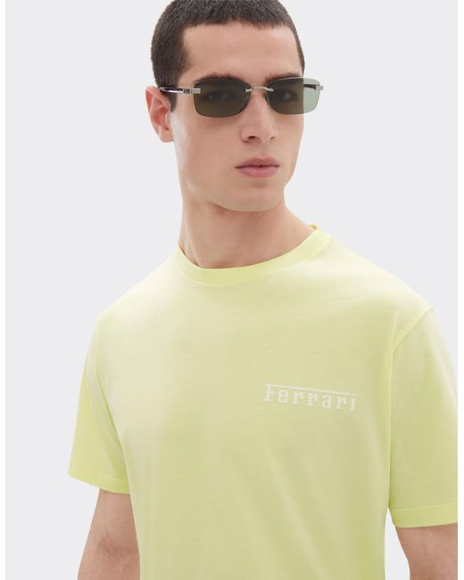 Ferrari Yellow Cotton T-Shirt With Logo for men