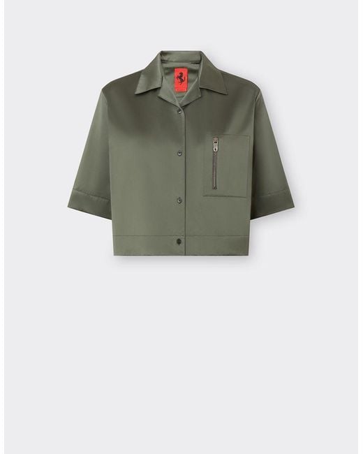 Ferrari Green Short Sleeve Shirt Made Of Eco-nylon