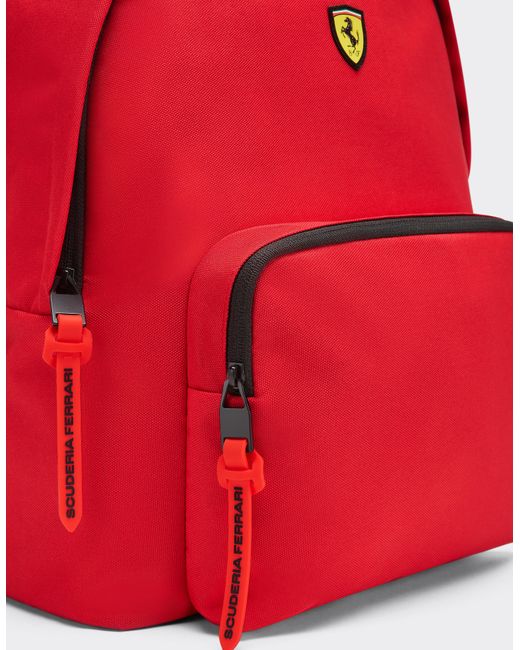Ferrari Red Technical Fabric Backpack With Scudetto