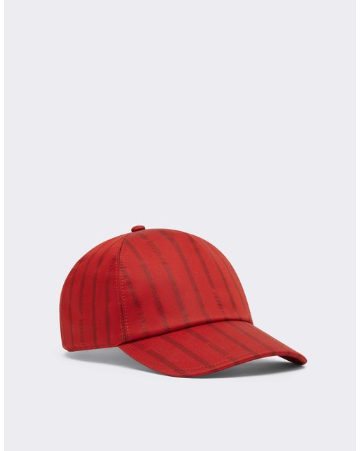 Ferrari Red Striped Baseball Cap With Logo
