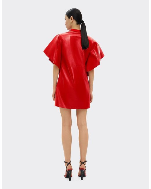 Ferrari Red Short Dress In Mirror-effect Leather
