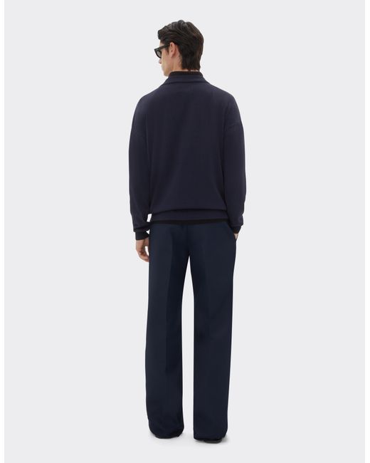 Ferrari Blue Cotton And Silk Long Sleeve Sweater for men