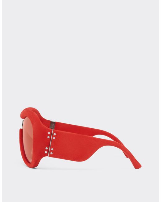 Ferrari Limited Edition Leather Covered Sunglasses With Mirror Lens