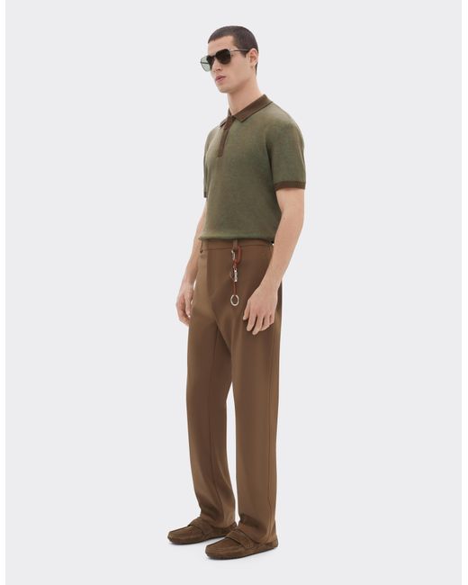 Ferrari Green Linen, Cashmere, And Silk Polo Shirt for men