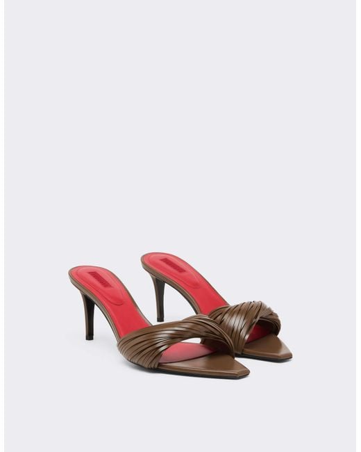 Ferrari Multicolor Leather Mules With Carved Fringes