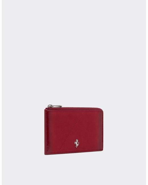Ferrari Red Wallet With Zip for men