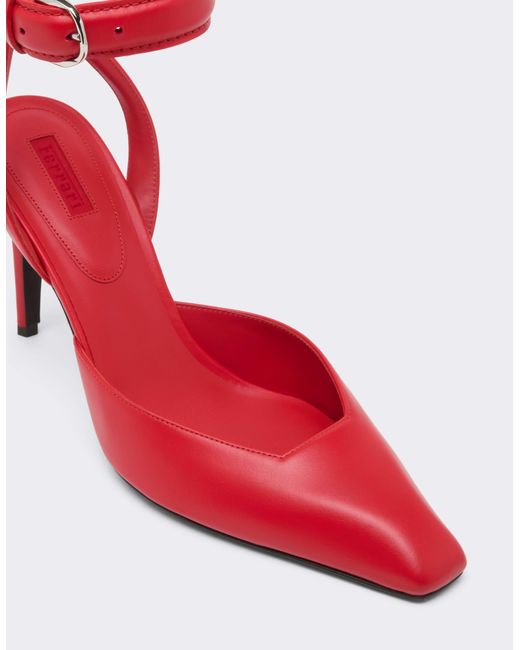 Ferrari Red Leather Heeled Sandal